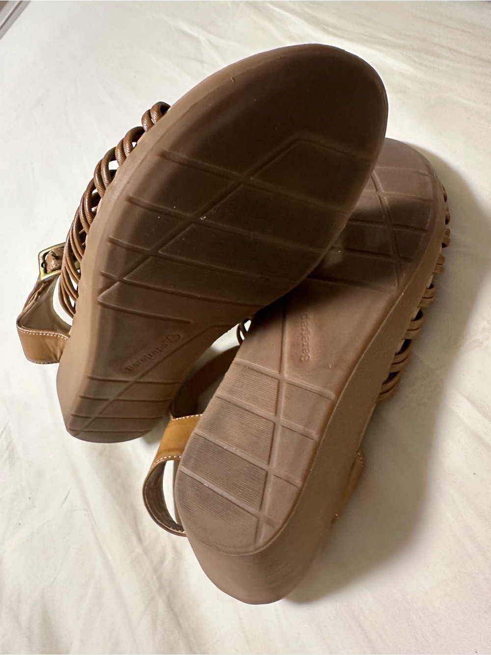 BareTraps Women's Cognac Braided Laser-Cut Ankle Strap Sandals Size 8.5M - Picture 6 of 6